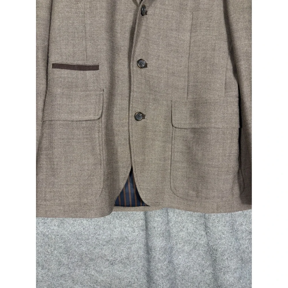 Stafford Essentials Mens 40R Slim Fit Brown Wool Blend Blazer Quilted Bib Jacket